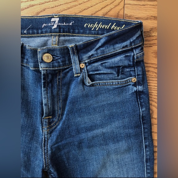 7 For All Mankind “Cropped Boot” Kick Flare Blue Jeans | Size 25 - Picture 2 of 5